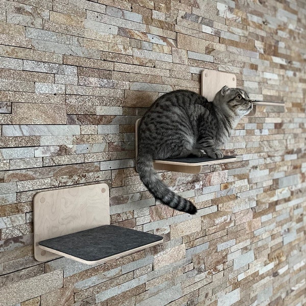 Cat Steps for Wall Cat Play Furniture Gifts for Pets Cat Climbing Wall Shelves Wood Cat Ladder for Wall New Kitten Gift Cat Owner Gift