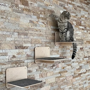 Set of Shelves for Cats Modern Cat Furniture Gift for Cat Lover Cat Mom Gifts Cat Steps Large Cat Shelf Furniture for Cats Wall Tree Modern