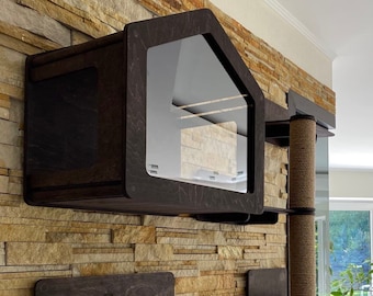 Modern House for Cat Wooden Cat Furniture Indoor Cat House Cat Bed Wall Cat Gift Cat Shelves for Wall Cat Tree Home Decor Cat Wall Furniture