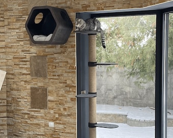 Árvore para gatos | Móveis de parede para gatos | Arranhador de parede para gatos | Degraus para gatos | Cama com prateleira para gatos | Novos presentes de Natal para gatos | Brinquedos de madeira para gatos de parede