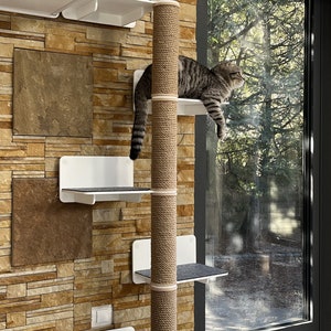 Arbre à chat élégant Mobilier moderne pour chat Arbre à chat pour jouer Perchoirs pour chat Étagères murales pour chat Lit unique pour chat Cadeau pour chat Jouets d'escalade pour chat image 1