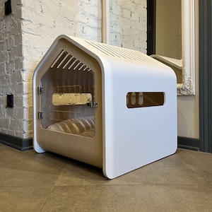Modern dog house with acrylic door Dog crate furniture Modern dog kennel Indoor dog house Pet supplies Pet furniture Cat gifts Dog house bed