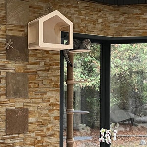 Cat Tree Tower Modern Cat Wooden Furniture Unique Cat Trees Wood Cat Tree Cat Climbing Tree Furniture for Cats Unique Cat Gift Cat Wall Tree