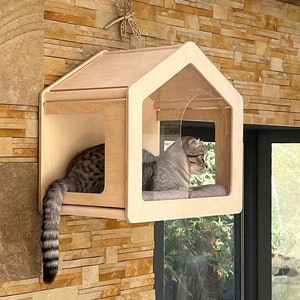 Cat Window House Cat Bed Window Cat Window Perch Furniture for Cats Wooden Cat House Wood Cat Shelf Cat Wall Post Cat Wall Box Cat Wall Tree