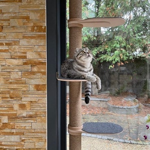 Stylish Cat Tree Tower Modern Cat Furniture Wood Cat Tree Wall Corner Tree Cat Shelf Cat Climbing Tree Scratching Post Unique Cat Gifts