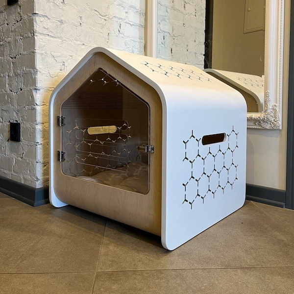 White Dog House Pet House for Dogs Wood Dog Crate Dog Furniture Dog Cage Dog House Indoor Pet Crate Pet Furniture Dog Bed Gifts for Dogs