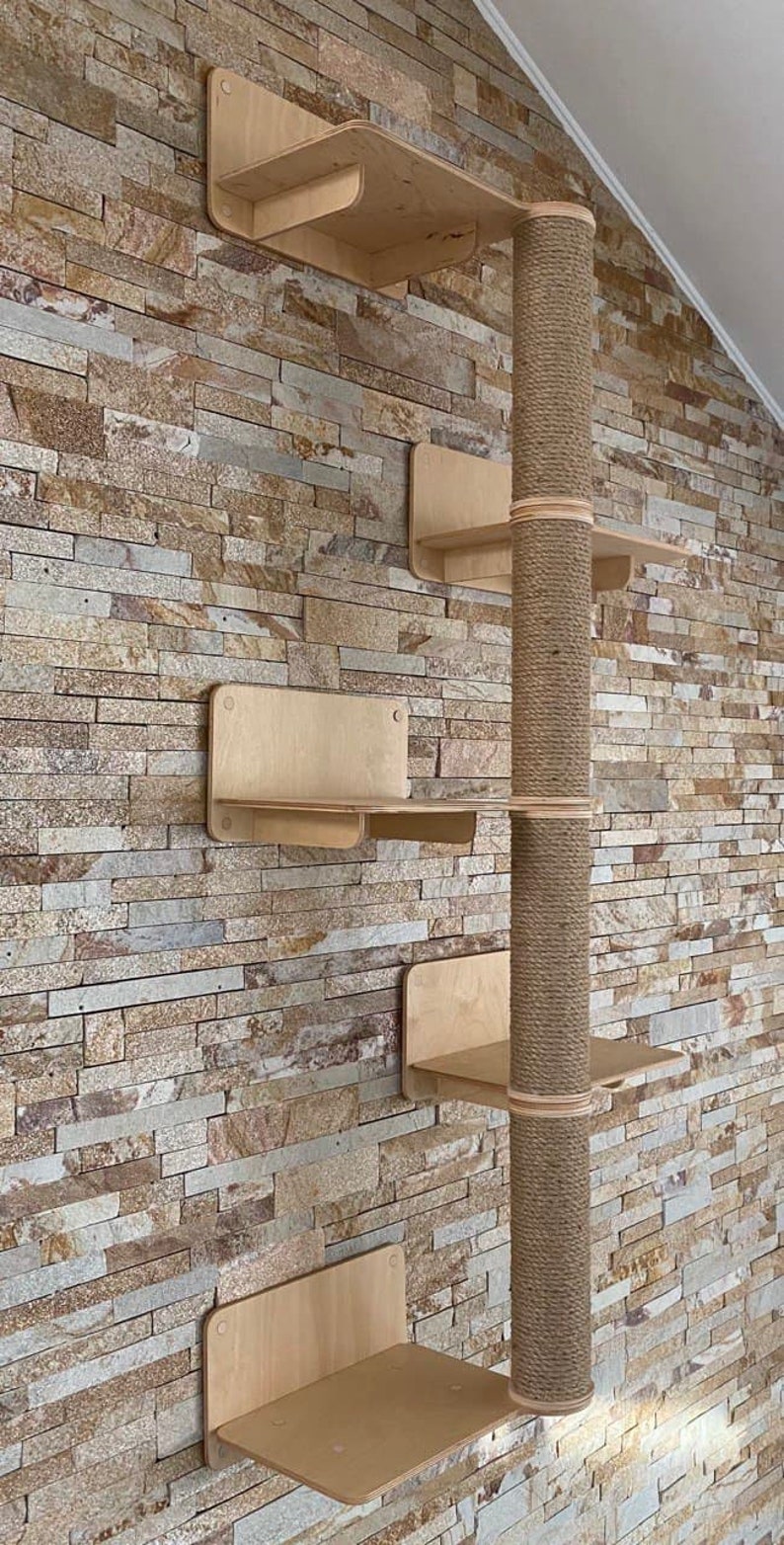 View of Stylish Cat Tree Tower Modern Cat Furniture Wood Cat Tree Wall - Etsy