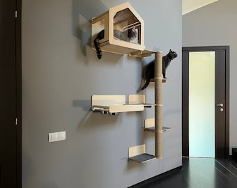 Cat wall furniture set Cat wall house Wall cat bed Cat shelf for walls Cat wall shelves Wooden cat bed Wall cat tree Cat house Gift for cat