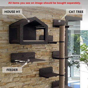 Arbre à chat élégant Mobilier moderne pour chat Arbre à chat pour jouer Perchoirs pour chat Étagères murales pour chat Lit unique pour chat Cadeau pour chat Jouets d'escalade pour chat image 2