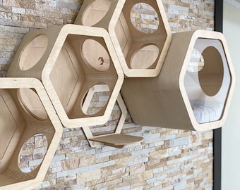 Maison pour chat, lit pour chat, meubles de luxe pour chat, étagères murales pour lit pour chat, maison en bois pour chat, maison en bois pour chat, meubles muraux d'intérieur pour chat, cadeau pour chat