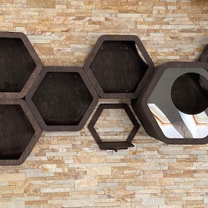 Cat Hexagon Cat Shelves Modern Cat Furniture Play House for Cat Large Cat Bed House for Big Cat Gift for Cat Lover Cat Wall Tree Modern Wall