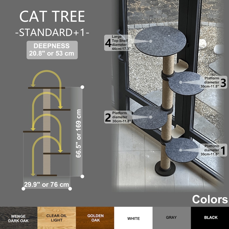 Cat tree for large cats Cat towers for big cats Wall cat furniture Large cat tree Cat towers tall Cats tree tower Cat wall tree Modern wall Standard + one