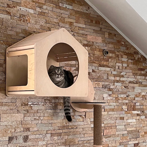 キャットハウス 猫用壁掛け家具 壁掛け猫用ベッド 猫用ベッド モダンキャットハウス 木製猫用ベッド 猫用家具 猫好きへのギフト