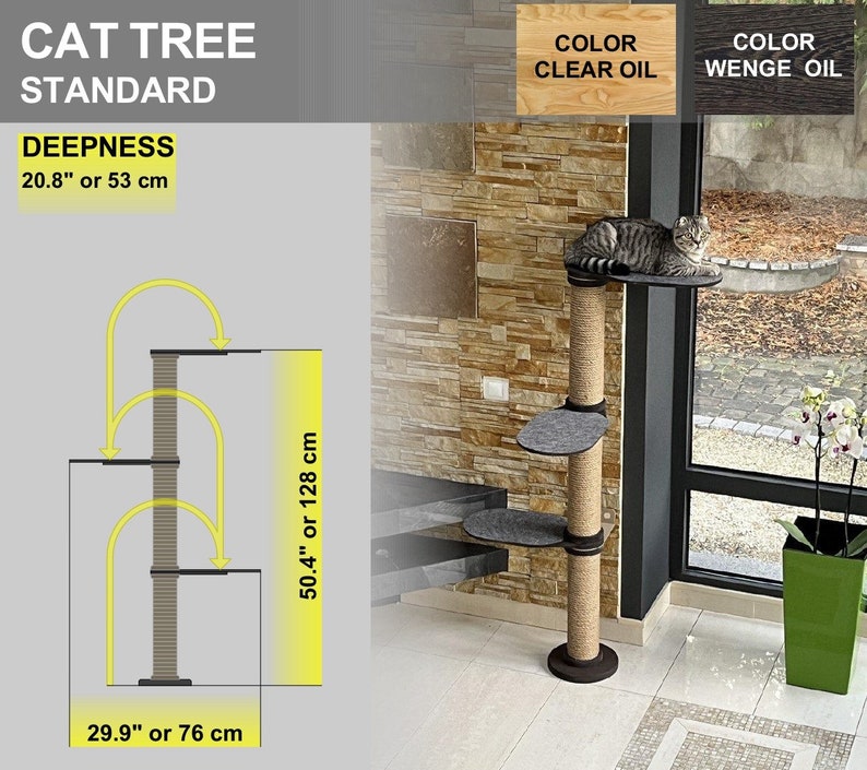 Wall Tree for Cat Modern Furniture for Cats Large Cat Tree Etsy