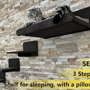 Set Shelves for Cats Gift for Cat Lover Cat Gift Cat Furniture Cat Wall Shelves Cat House Cat Bed Cat Shelf Cat Wall Tree Modern Wall