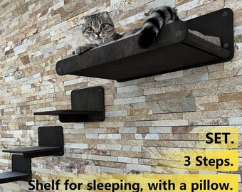 Set Shelves for Cats Gift for Cat Lover Cat Gift Cat Furniture Cat Wall Shelves Cat House Cat Bed Cat Shelf Cat Wall Tree Modern Wall