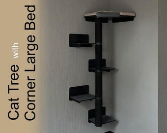 Corner Cat Tree, Black Cat Shelves, Cat Tower Black, Cat Wall Shelves, Floating Cat Shelves, Black Cat Wall Shelf, Black Cat Wall Decor