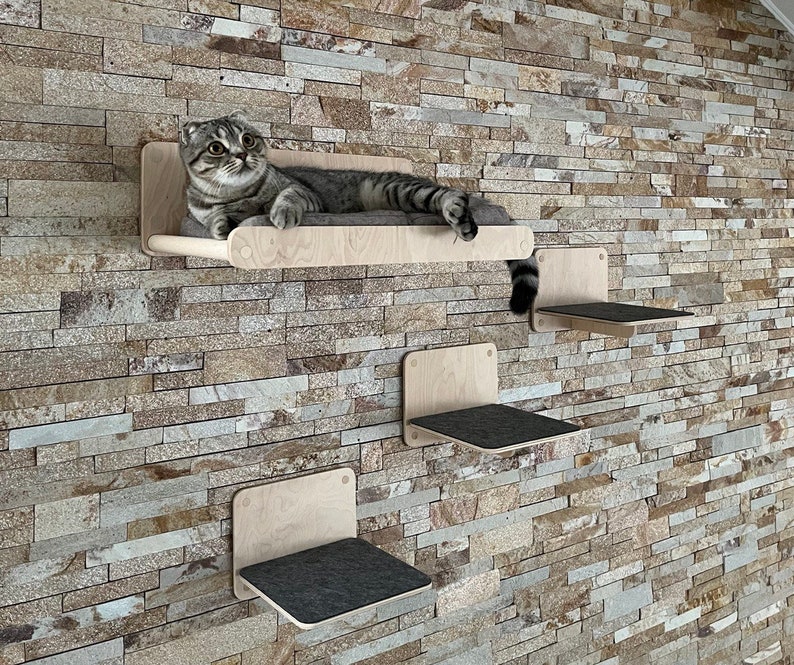Picture of Set of Shelves for Cats Modern Cat Furniture Gift for Cat - Etsy