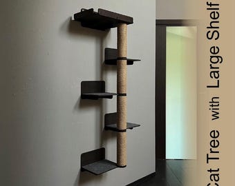 Cat Tree with Shelf, Wall Mounted Cat Furniture, Gift for Cat Lover, Play Furniture, Cat Tree, Large Cats, Soft Cat Wall Shelf, Cat Bed