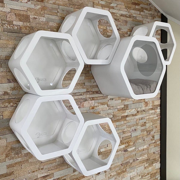 Cat Wall Furniture Cat House Modern Cat Furniture Cat Bed Cat Shelves Cat Wall Tree Cat Toys Gift for Cat  Lover Gift Cat Furniture Hexagon