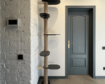 Corner cat tree Cat tower Wall cat scratcher Modern cat condo Cat shelf Cat climbing Furniture for cat Cat wall shelves Cat bed Cat tree