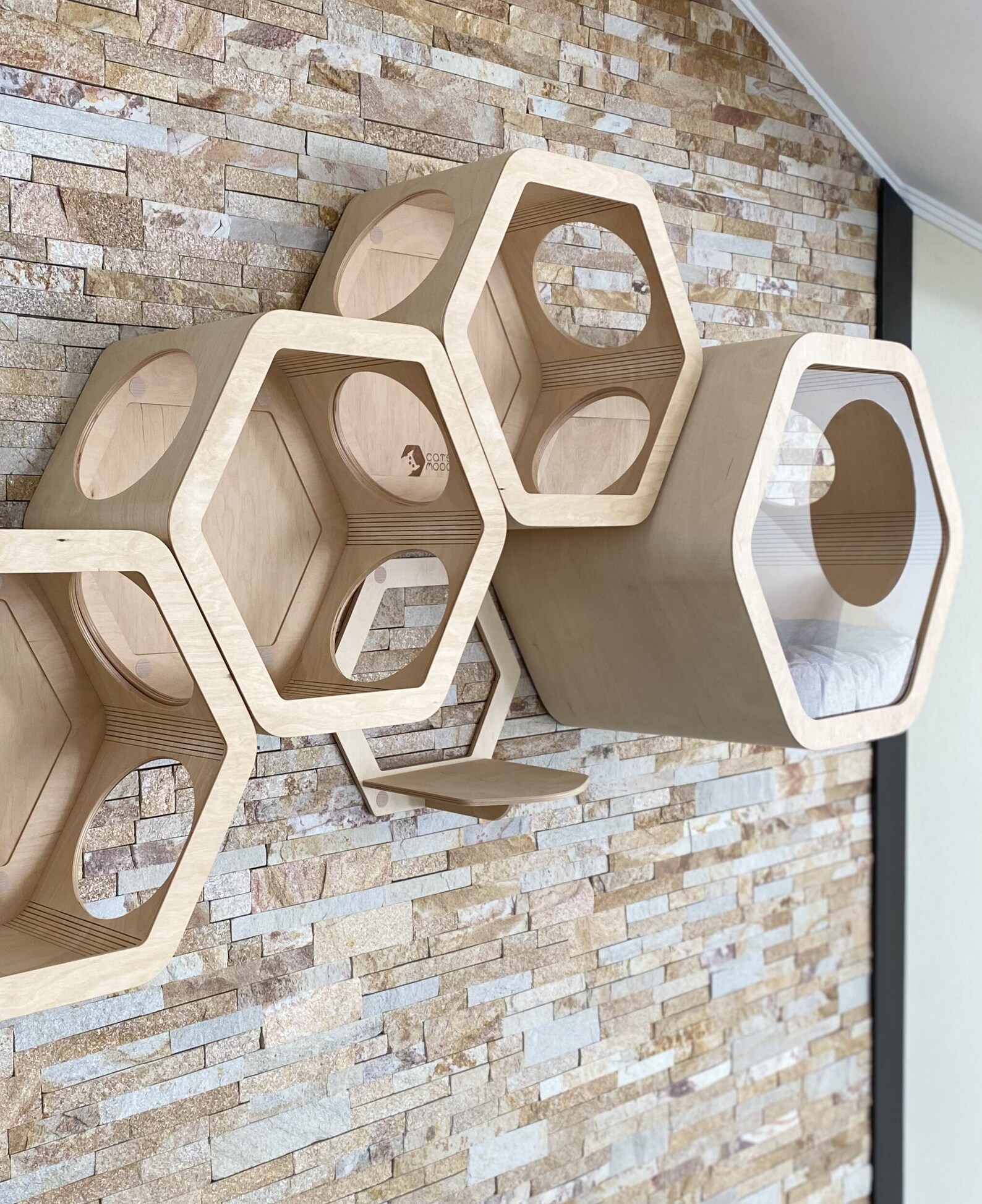 Cat Hexagon Cat Shelf Cat Shelves Cat Wall Shelves Modern Cat Etsy