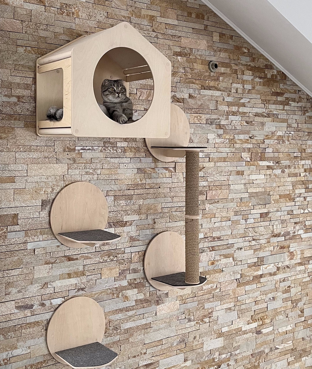 Wood Cat House Wall Cat Bed Furniture for Cats Modern Cat Furniture Cat
