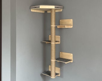 Corner Cat Tree and Shelf, Cat Corner Wall Bed, Corner Cat Shelf for Wall, Cat Wall Furniture Modern, Large Cat Bed, Cat Perch, Cat Wall Bed