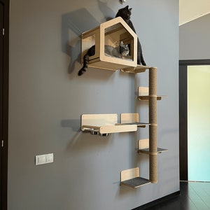 Cat house Cat bed Wall shelves for cat Cat shelves Cat climbing wall shelf Cat house wall Modern cat furniture Wood wall furniture for cats