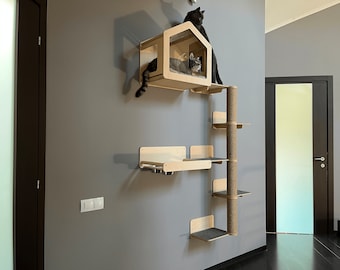 Cat house Cat bed Wall shelves for cat Cat shelves Cat climbing wall shelf Cat house wall Modern cat furniture Wood wall furniture for cats