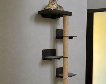 Wall Mounted Cat Tree | Floating Cat Shelves and Scratching Post for Cats