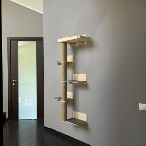 Wooden Cat Tree Tower, Wood Cat Trees, Modern Cat Tree, Cat Furniture Shelves, Cat Gifts, Luxury Cat Condo, Cat Tree, Large Cats, Cat Shelf