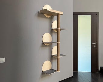 Árbol para gatos con cama, muebles de madera para gatos, torre para gatos, muebles modernos para gatos, árbol para gatos, rascador para gatos, árbol de pared para gatos, árbol trepador para gatos