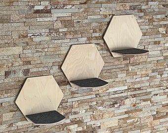 Cat steps for wall Cat wall furniture set Wall mount cat shelf Hexagon cat shelf Hexagonal cat shelves Hexagon wood shelf Cat wall decor