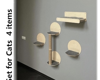 Cat Climbing Wall SET, Cat Shelves for Wall, Modern Cat Wall Furniture, Wall Shelves for Cat, Cat Shelves, Cat Wooden Wall Bed, Modern Cat