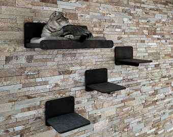 Mjuk vägghylla för katt Kattbädd Minimalistiska husdjursmöbler Kattmöbler Väggmonterad kattbädd Trappa Kattgåva Modern vägghylla för katt