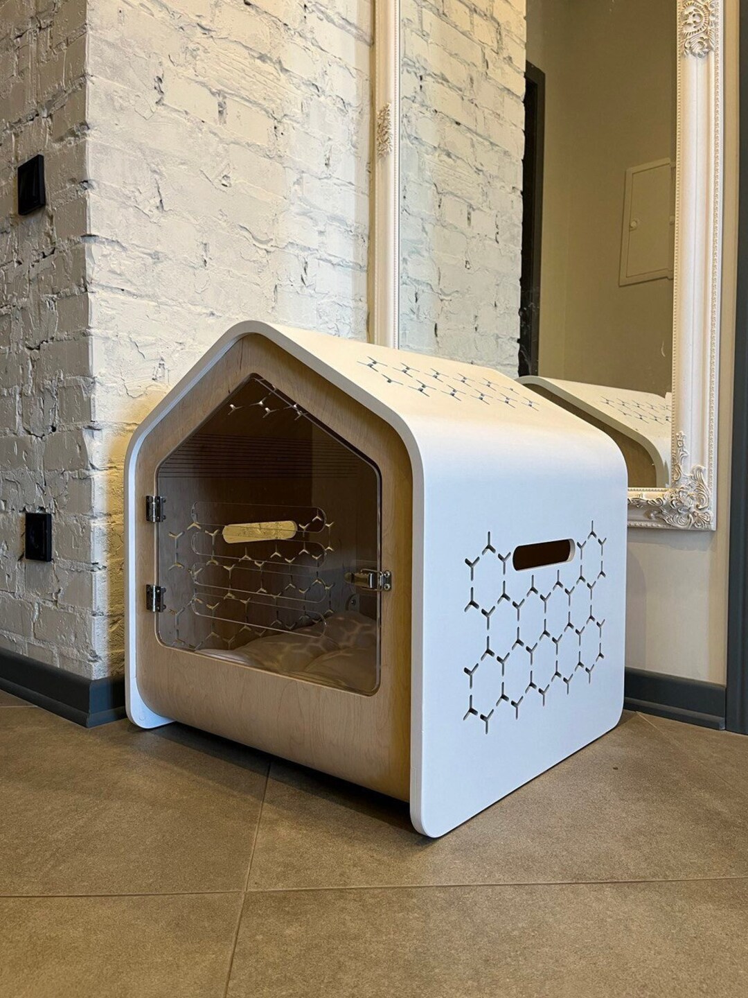 White Dog House Pet House for Dogs Wood Dog Crate Dog Furniture Dog ... - Pet House For Compact Apartments