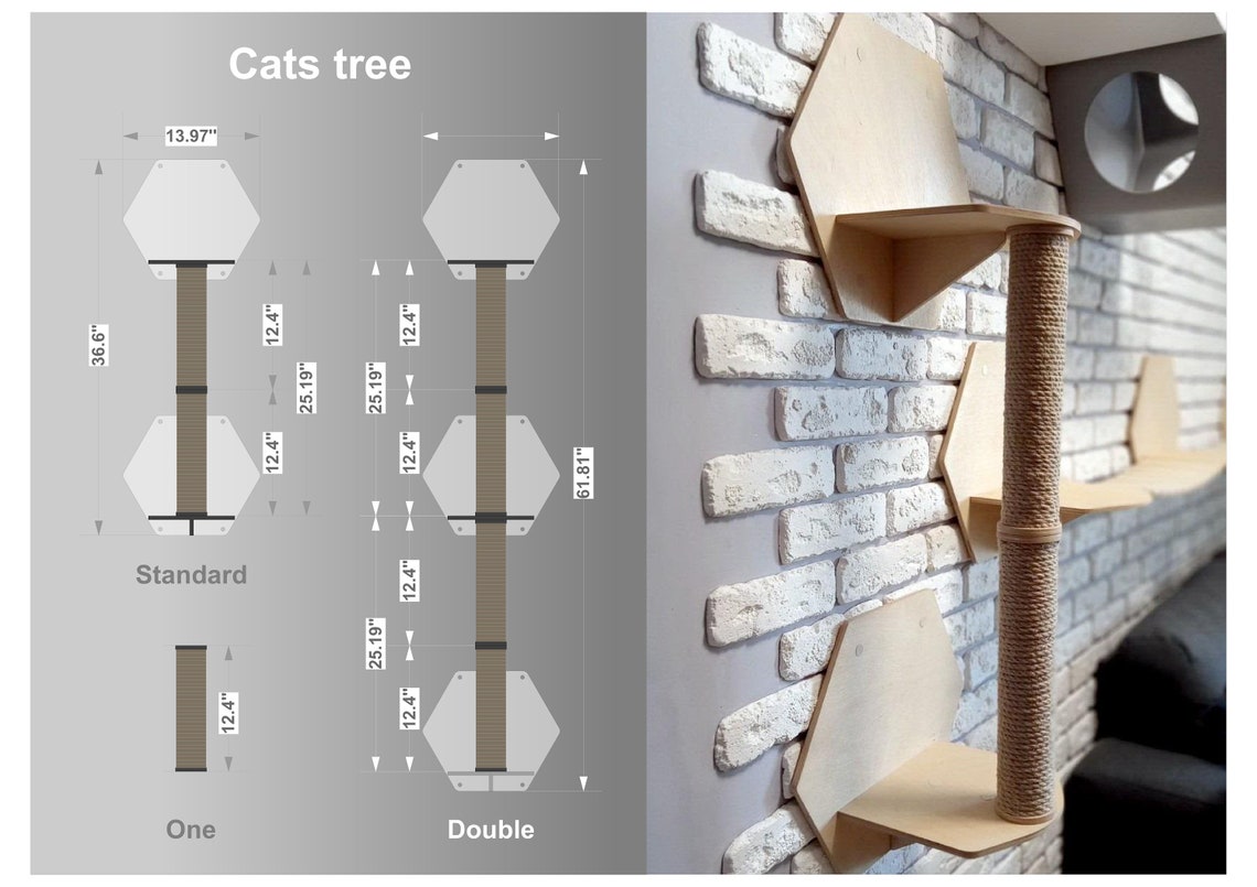 Tower for cats Wall decor Tree for cats Wood with a Etsy