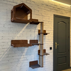 Wood cat house Wall cat bed Furniture for cats Modern cat furniture Cat play house Cat tower Cat playground Wall cat tree House for cats
