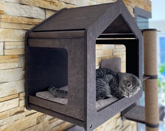 Cat House Cat Bed Luxury Cat Furniture Wall Mounted Cat Bed Shelves Cat Wall Shelf Wooden Cat House Indoor Cat Wall Furniture for Cat Gift