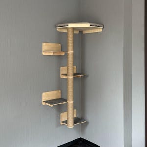 Corner Cat Scratching Tower, Cat Tree for Large Cats, Corner Shelf for Cats, Cat Tree Tower Modern, Cat Furniture, Wooden Cat Bed, Cat Toys