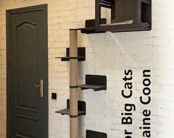Cat wall furniture set for big cats Cat wall house Cat wall shelves Cat furniture for large cats Wooden cat tree for wall Large wall cat bed