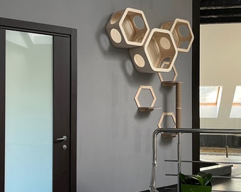 Muebles modernos para gatos Árbol para gatos de pared Estantes de pared para gatos Cama única para gatos Nuevo regalo para gatos Pared de escalada para gatos Hexágono para gatos Estante para gatos Túnel para gatos Gimnasio para gatos Gatos