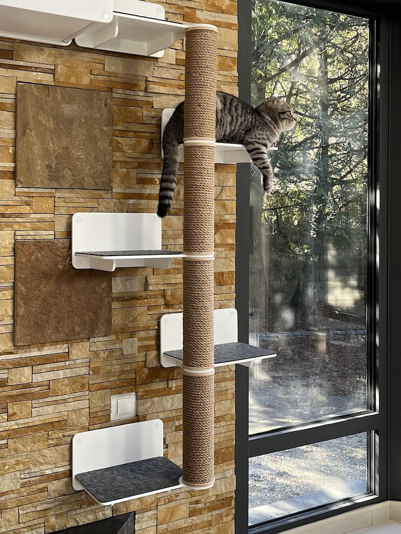 Stylish Cat Tree Modern Cat Furniture Cat Tree for Playing Cat Perches for Wall Cat Wall Shelves Unique Cat Bed Cat Gift Cat Climbing Toys image 1