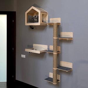 Wall house for cat Large cat tree Wall shelves for cat Wall cat furniture Modern wall decor Cat bed wood Cat house New home gift for cats