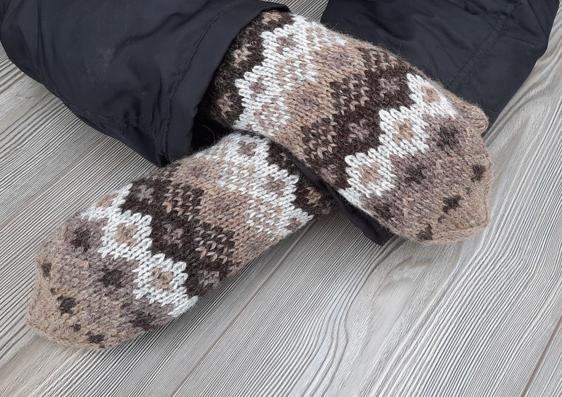 Bernie Sanders inspired, Double knitted mittens, Scandinavian pattern, mittens knit image 1