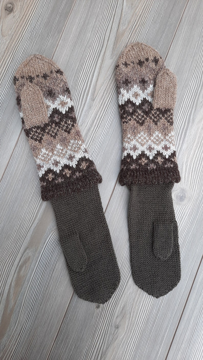 Bernie Sanders inspired, Double knitted mittens, Scandinavian pattern, mittens knit image 2