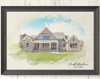 Custom Watercolor House Drawing, Watercolor House Portrait, House Sketch, Custom House Portrait, Watercolor House Print, Watercolor House