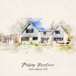 Watercolor House Portrait, Housewarming Gift, First Home Gift, New Home Gift, Custom Watercolor House, Wedding Gift, Realtor Gift