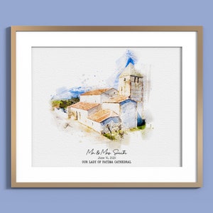 Personalized Wedding Gift, Wedding Venue Drawing, Wedding Venue Sketch, Wedding Venue Watercolor, Venue Illustration, Anniversary Gift
